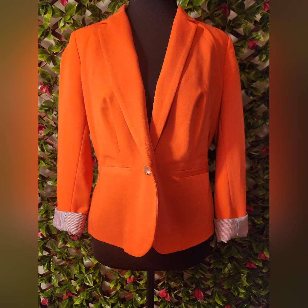 Worthington Bright Orange Blazer with Contrast Cuffs